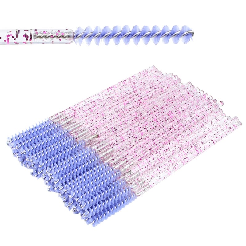 SenRocc Mini Disposable Skinny Mascara Wands 50pcs Micro Eyelash Brush Small Purple Makeup Brush Applicators Eyebrow Spoolies (Skinny-C-Purple-50) - Image 1